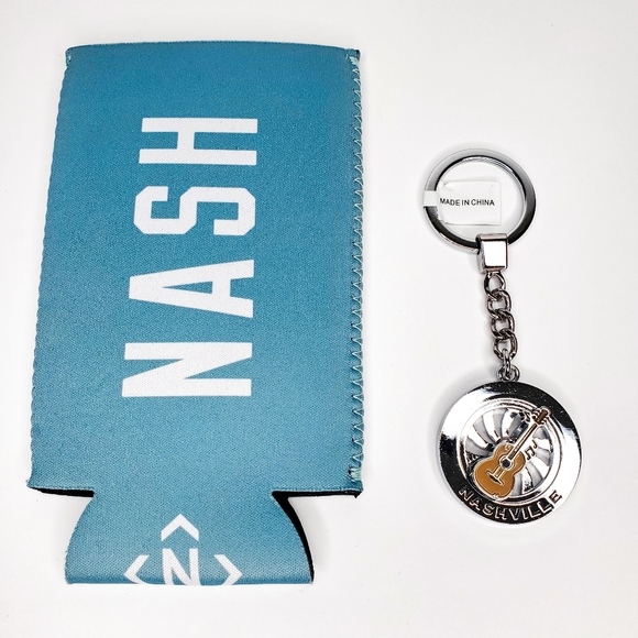 NASHville Collection Can Cooler Short Beer Coozie Holder Guitar Keychain Bundle - Picture 5 of 12